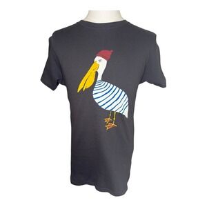 ALTRU Graphic Tee Pelican Bird Striped Shirt Crew Neck Casual‎ Small NWT